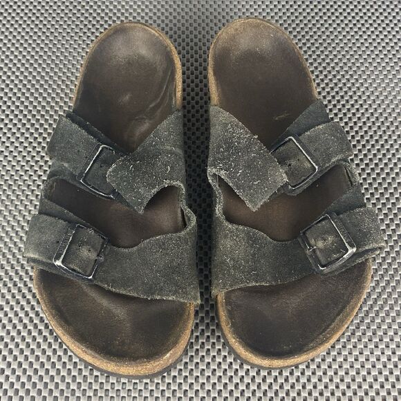 Birkenstock Arizona Sandals Adult 40 Black Buckle Casual Made In Germany - Picture 1 of 15